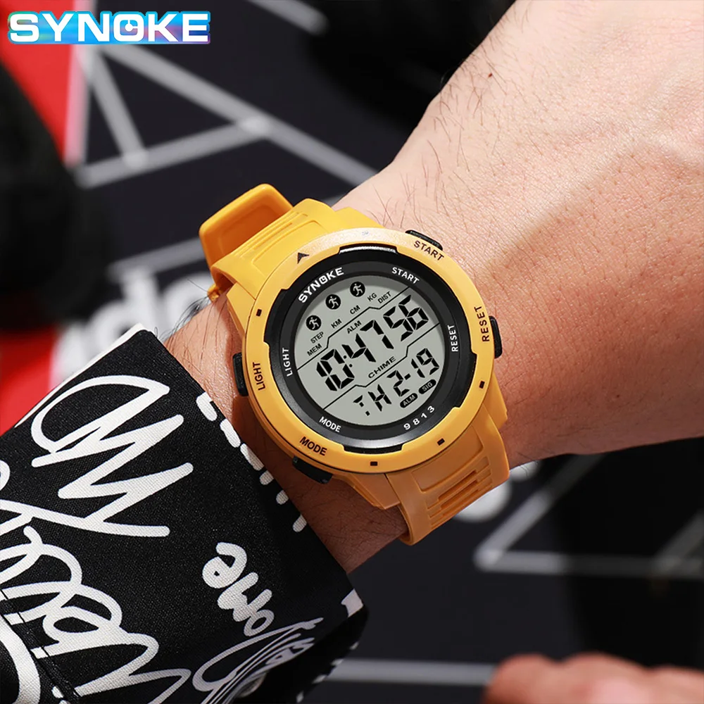 SYNOKE Watch Outdoor sports multifunctional waterproof Shock Resistant Large Screen Display Luminous LED Digital Watch For Men