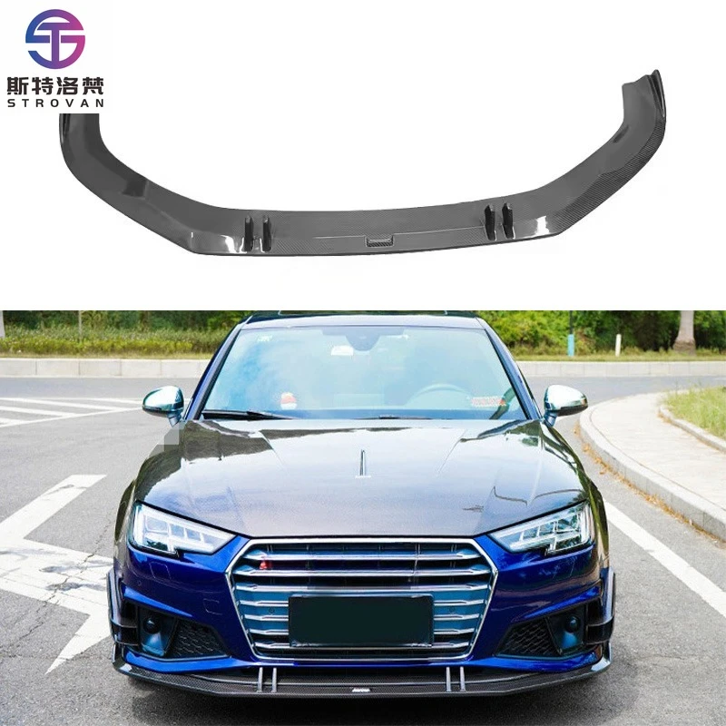 

KB Style Carbon Fiber Front Lip Splitter Replacement Carbons Front Bumper Lip Spoiler for A4 Sline S4 B9 Auto Spare Part