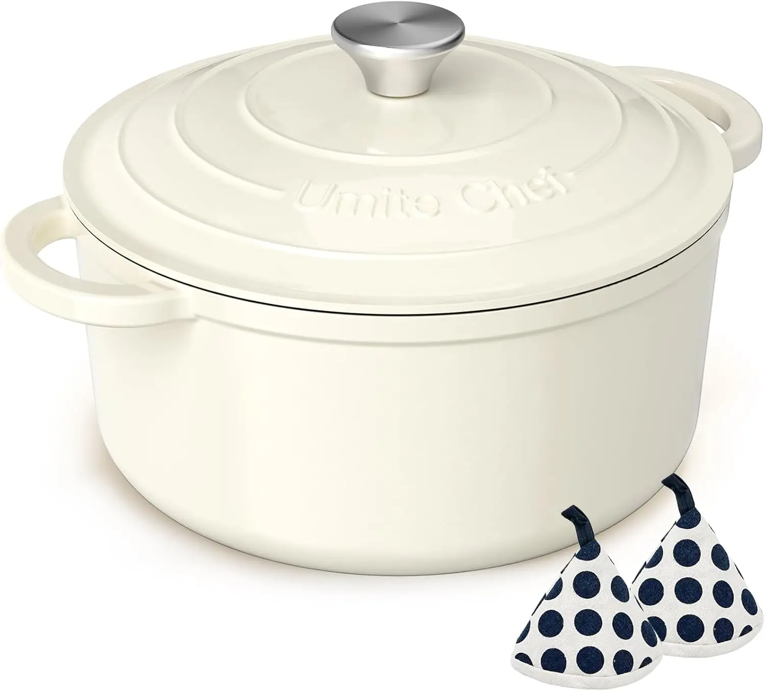 

Чугунная эмалированная жаровня 5QT с крышкой и подставками для горячих предметов – Прочная посуда для выпечки, тушения, приготовления рагу и запекания