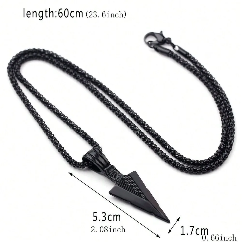 1pc Retro Triangular Spearhead Alloy Arrow Pendant Necklace, Trendy Hip Hop Jewelry for Teenagers