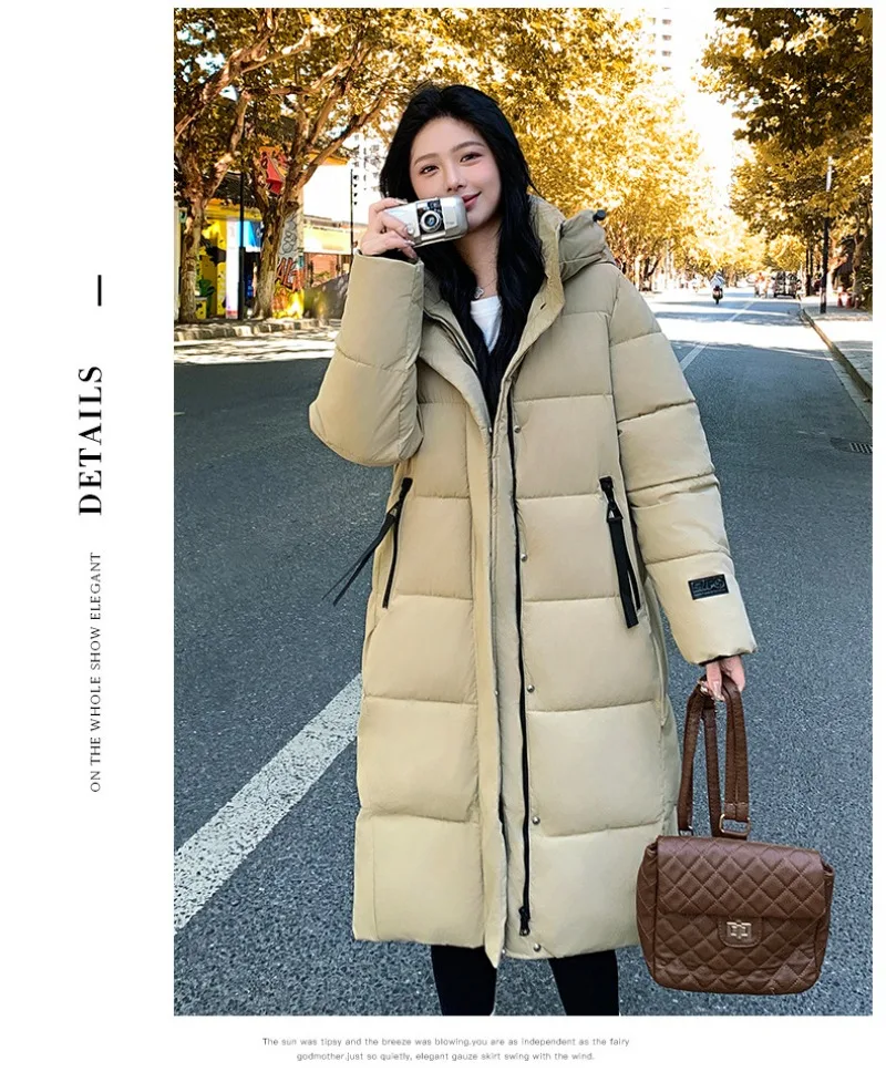 2026 Fashion Down Winter Cotton-padded Jacket Men Women Couple Clothes Long Parkas Thicken Warm Tops Hooded Overcoat Loose Coats