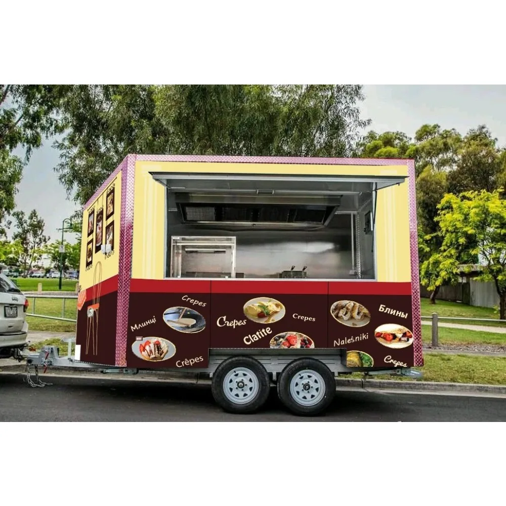

13-футовый мобильный прицеп для общественного питания, тележка для кофе и мороженого, новый дизайн, уличный торговый трейлер, легко перемещаемый