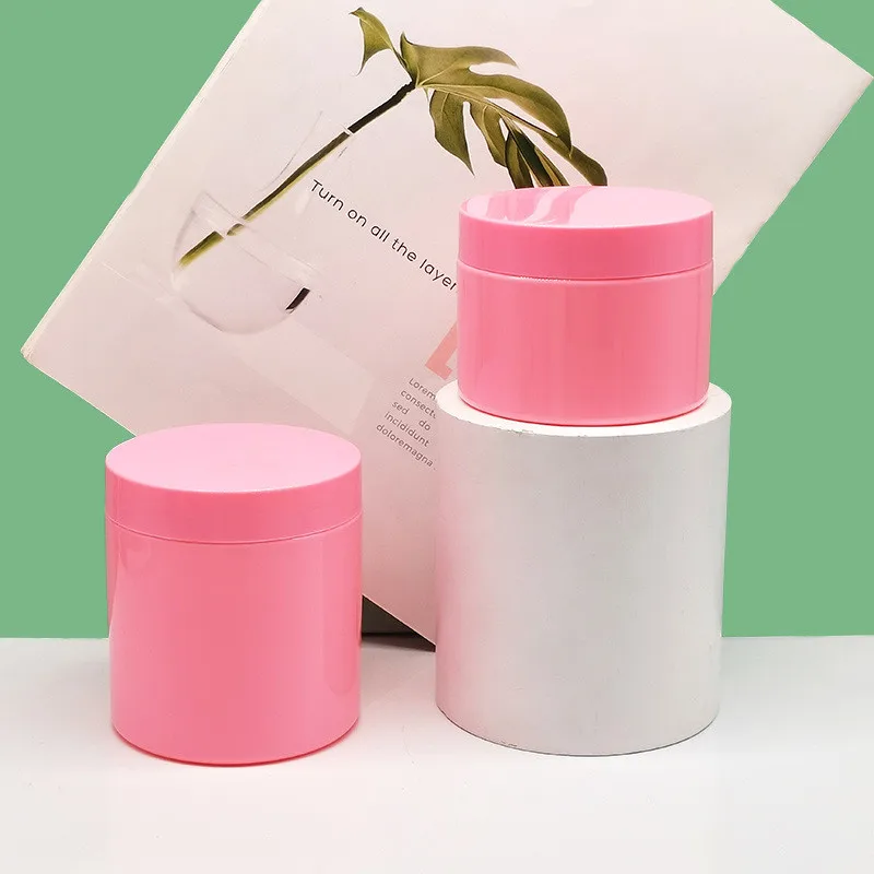 Empty 300ml 500ml Cream Jar Facial Mask Container Pink PET Bottle Makeup Cosmetic Packing Storage Cans Bottles