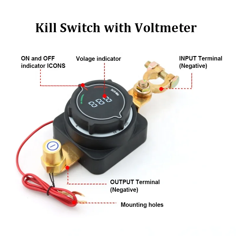 DC 5-80V 300 Amp Battery Isolator Switch with Digital Voltage Display for RV Yacht Heavy Duty Vehicles view 5
