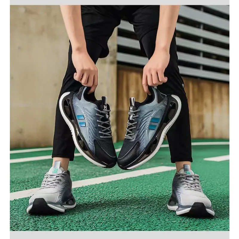2026 Spring Gradient Knit Mesh Running Shoes For Men Transparent Air Cushion All Mat Daily Training Outdoor Walking Footwear