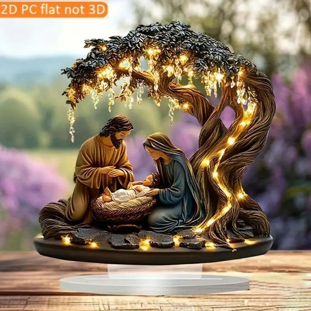 Nativity Scene Decor 2d Acrylic Nativity Scene Ornament Flat Christmas Tabletop Display Minimalist Christian Desktop Home Decor
