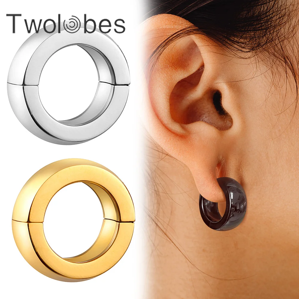 

Twolobes 2PCS Round 316 Stainless Steel Ear Weights Hangers Gauges Tunnels For Stretched Lobe Piercing Women Body Jewelry