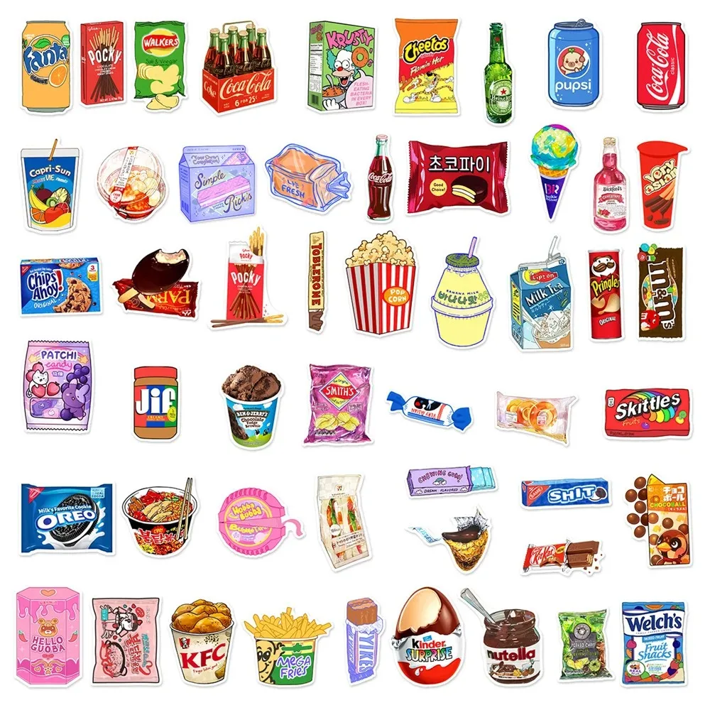 100PCS Snack Packaging Cartoon Trendy Graffiti Sticker Waterproof Toy Decoration Notebook Kids Gift IPadPVCSticker