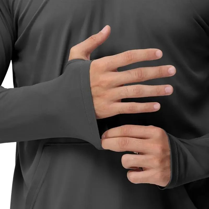 الرجال الرياضة هودي البلوز سريعة الجافة طويلة الأكمام ملابس رياضية الخريف لينة عادية فضفاض رجل الملابس تنفس القطن سترة رياضية علوية