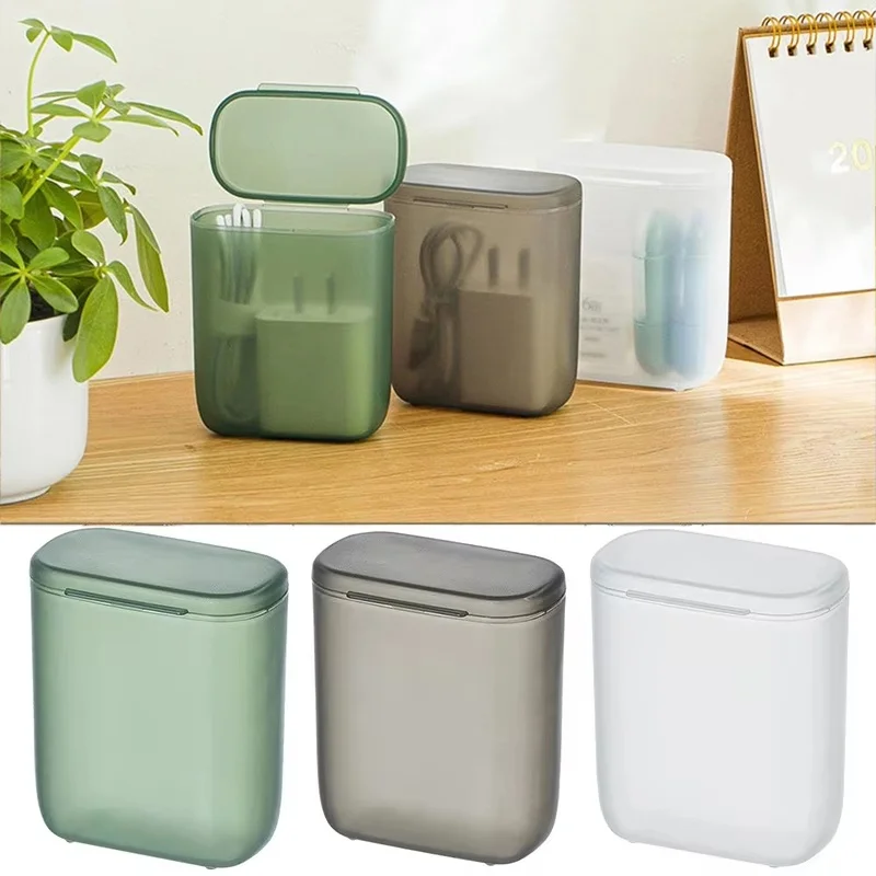 Desktop Mobile Phone Data Cable Wired Headset Charger Transparent Storage Box Cable Storage Organizer For Home Office Supplies