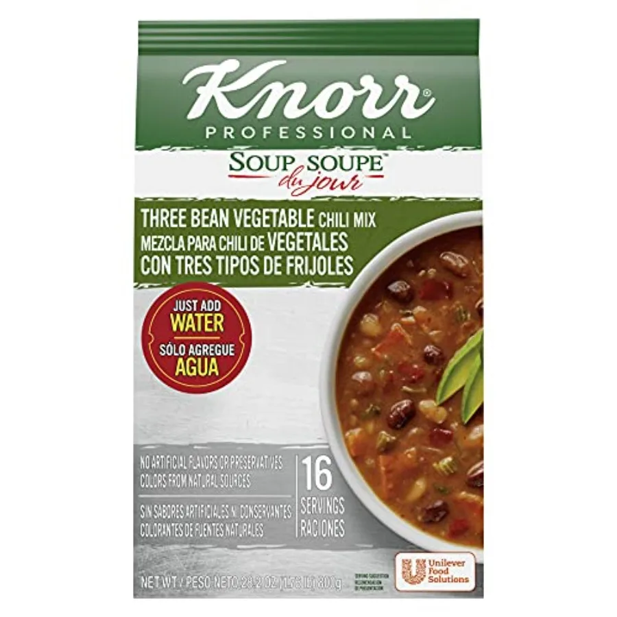 

Knorr Professional Soup du Jour Three Bean Vegetable No Artificial Preservatives Colors or Flavors Just Add Water 28.2 oz Pack
