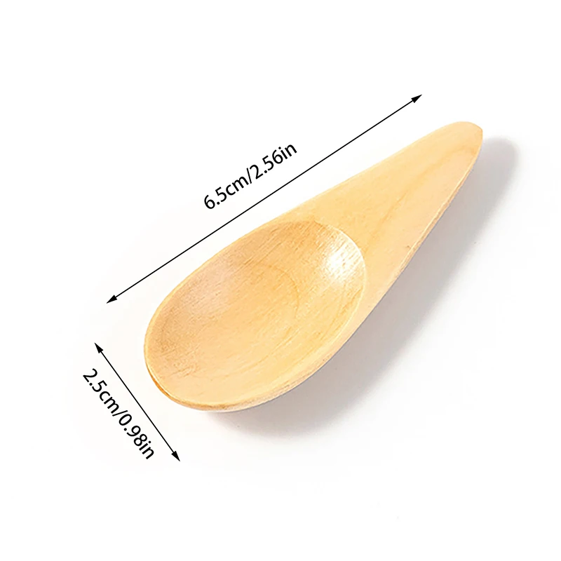 5pcs Wood Mini Tea Spoon Condiment Scoop Flatware Coffee Tea Small Mini Sugar Spoon Coffee Spoon Kitchen Gadgets 6.5x2.5cm