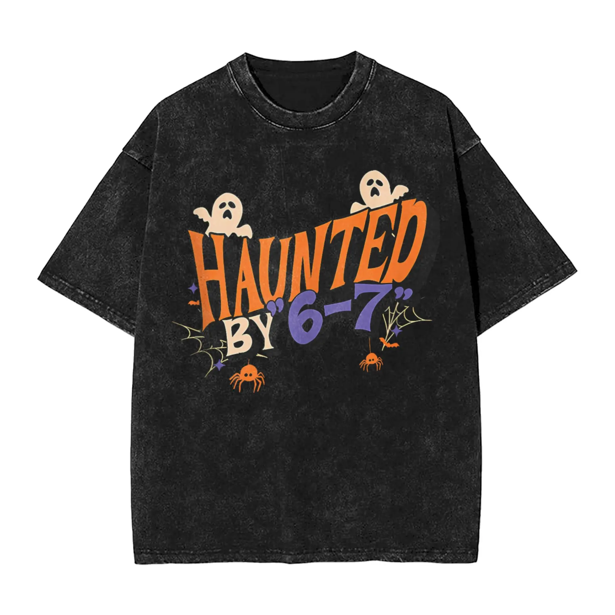 مسكون بواسطة 6 7 مضحك ميمي 67 غسلها تي شيرت الرجال خمر تي شيرت غير رسمي الشاطئ مريحة تتجه تيز فضفاض المتضخم القمم