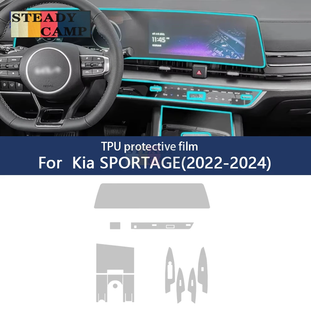 

For Kia SPORTAGE 2024 2023 2022 Accessories Car interior film transparent TPU Gear Panel Center Console Anti-scratch Sticker