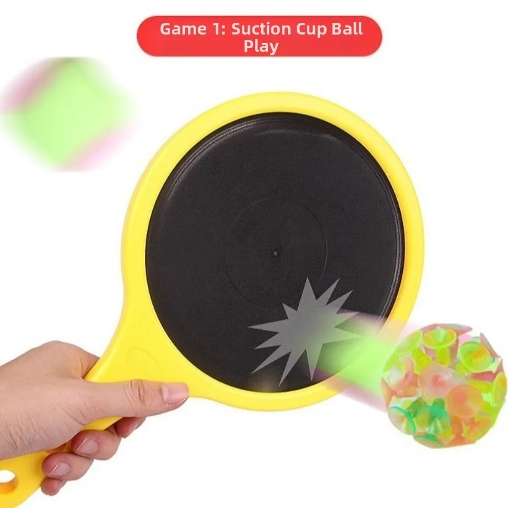 Disc Paddle Toss and Catch Ball Set Fun Design Tennis Style Suction Cup Ball Target Sensing Training 2 Balls Throwing Ball