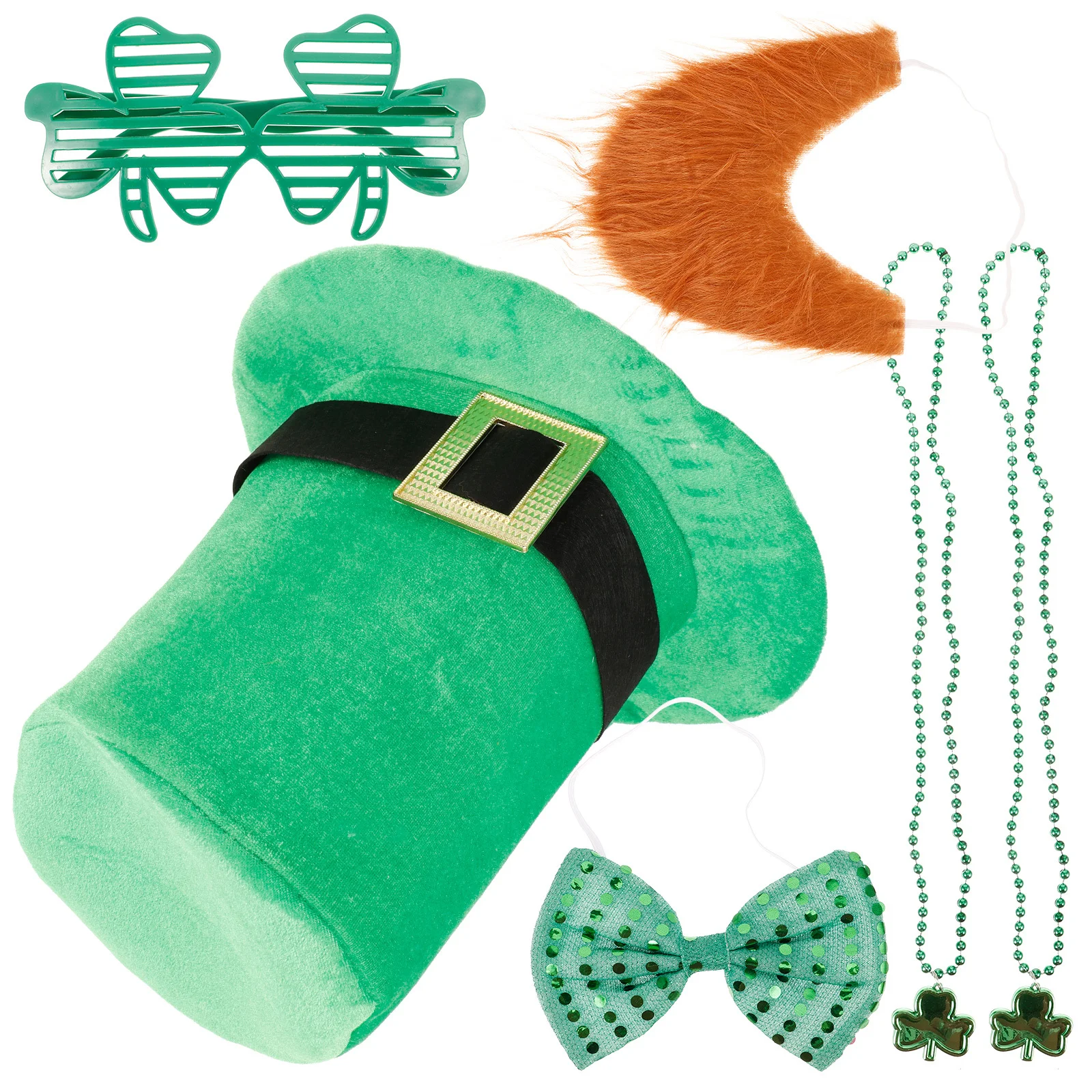 

1Set St Patricks Day Irish Costume Accessories Party Supplies Festive Beard Bow Tie Hat for Costume Party Props