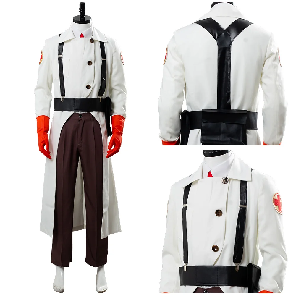 Team Cosplay Fortress Medic Costume Men Uniform Coat Pants Outfits Halloween Carnival Party Suit