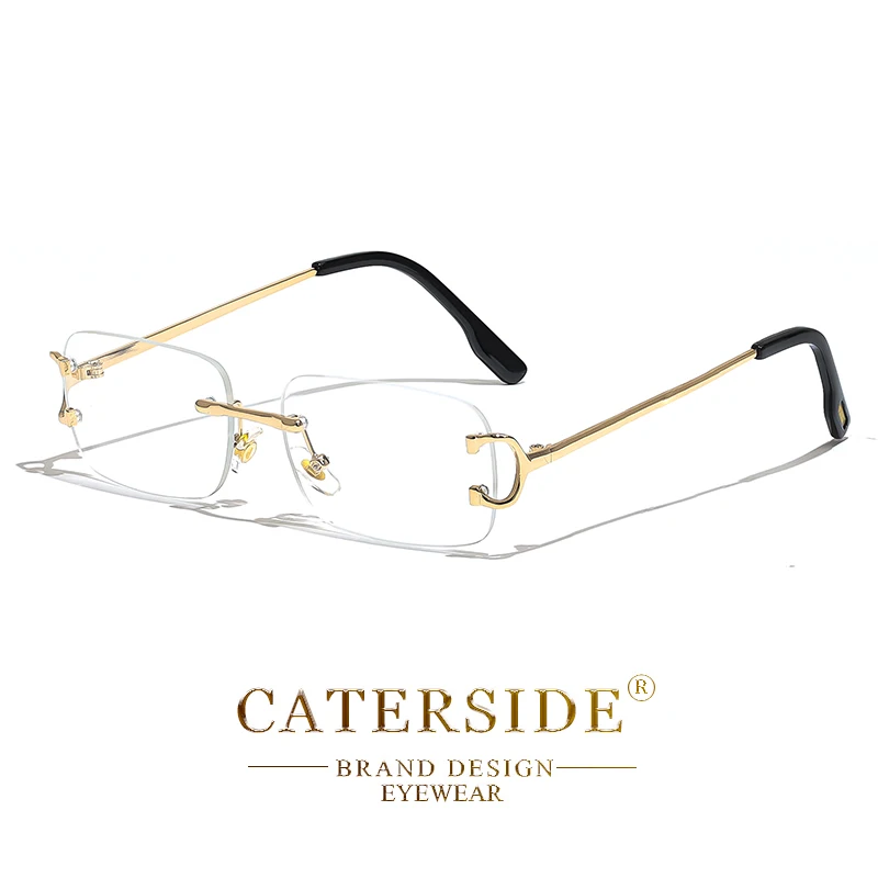 CATERSIDE Blau Rechteckige Sonnenbrille Männer Randlose Metall Fashion Square Sonnenbrille Für Frauen Gradienten Objektiv Outdoor Brillen UV400 – Detail 15