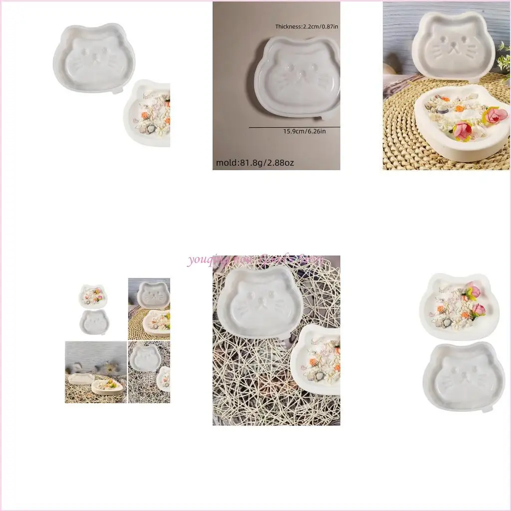 

57QA Creative Silicone Mold for Resin Tray Crafting Cats Shaped Storage Plate Mould Epoxy Jewelry Holder Accessories Mold