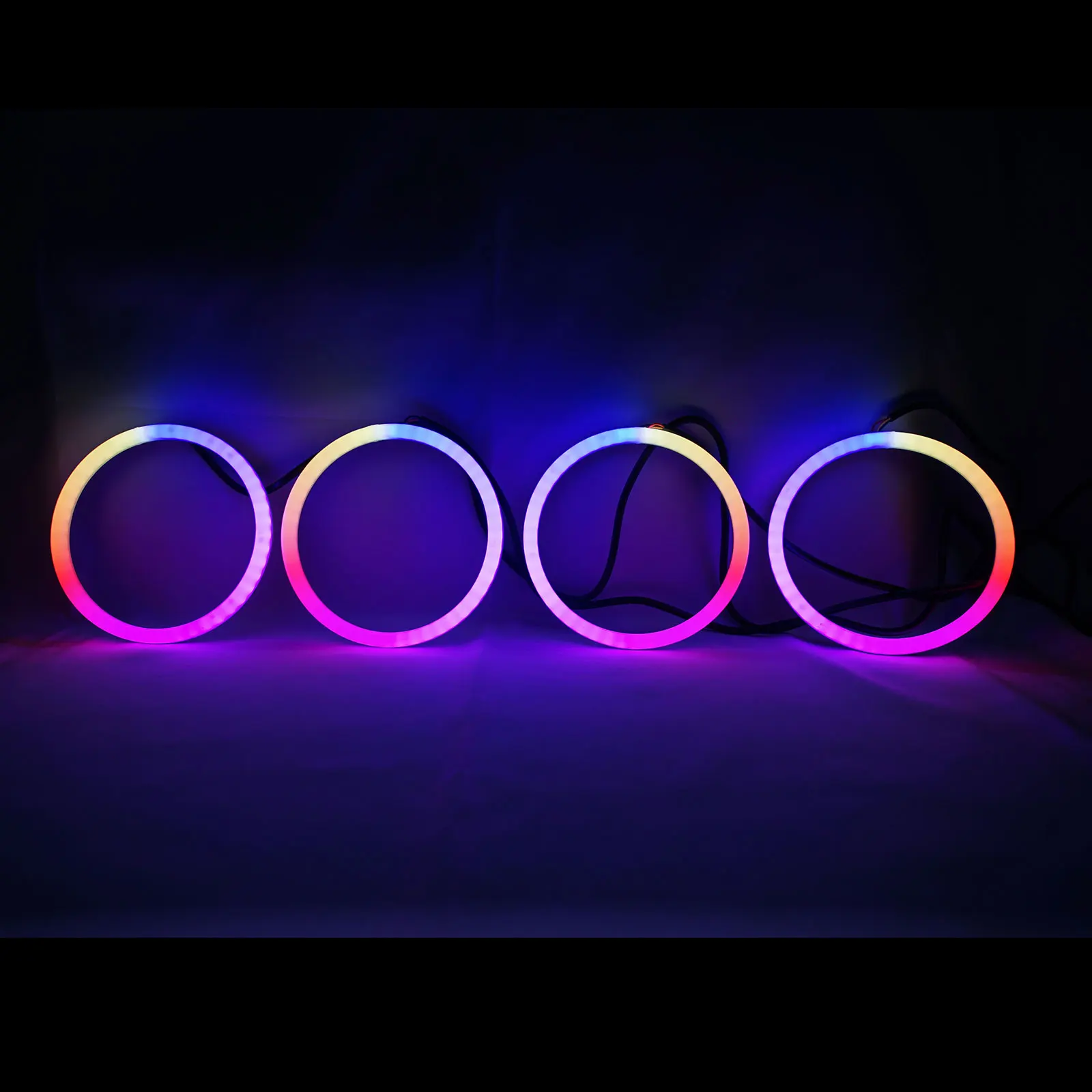 RGB Color-Chasing Revolving Dynamic Angel Eyes Turn Signals Light Bluetooth Wireless Control LED Sequential Flowing