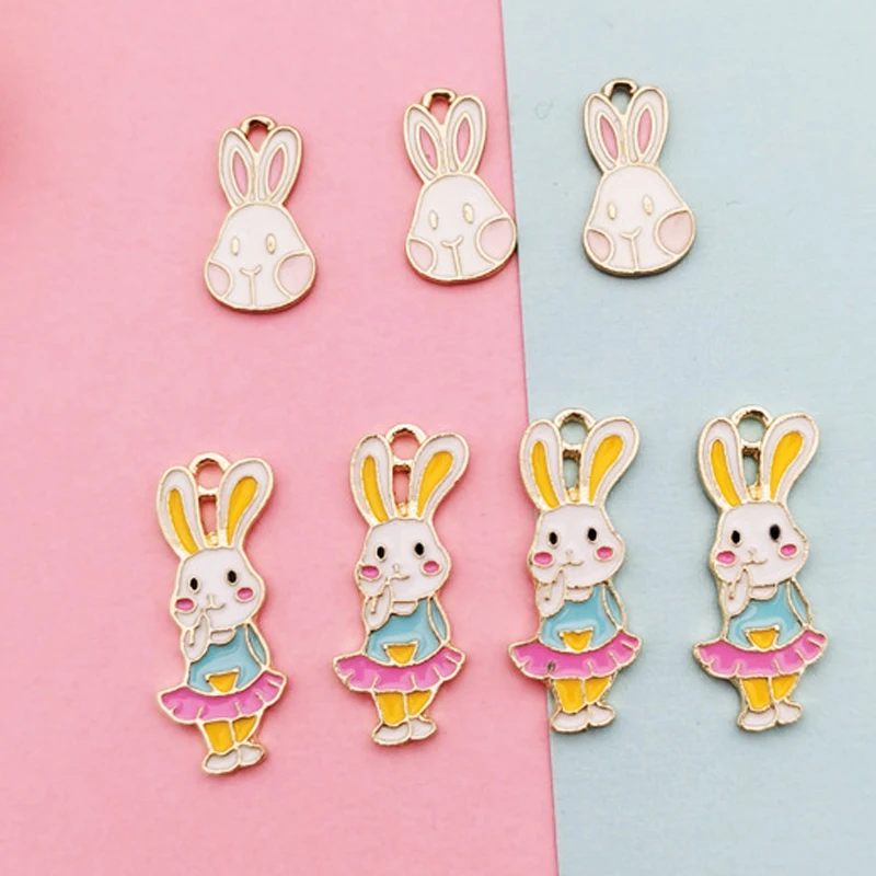 10pcs Of Alloy Enamel Colored Rabbit/Carrot/Cabbage Raddish Pendant Jewelry Accessories Vintage Handmade Earrings Material