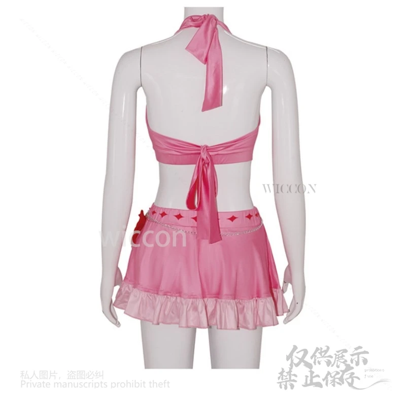 Игра Final Косплей Фэнтези VII Аэрит Гейнсборо Летний сексуальный купальник Бикини Костюм Женский парик Хэллоуин Вечерние наряды Роль