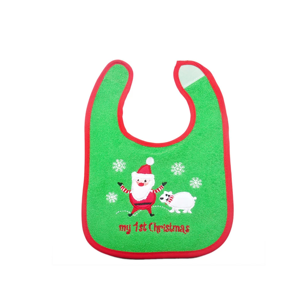 3pcs Baby Feeding Bib Food Catcher Cartoon Christmas Santa Claus Pattern Teething Bibs (Random Style)