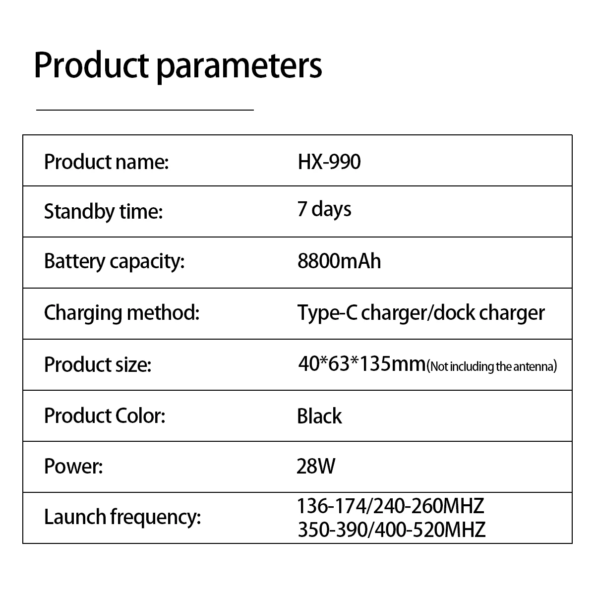 HX-990 جهاز اتصال لاسلكي محمول بشريطين 28 وات مقاوم للماء لمسافات طويلة للراديو مع نطاقات UHF VHF بقوة إخراج 28 وات