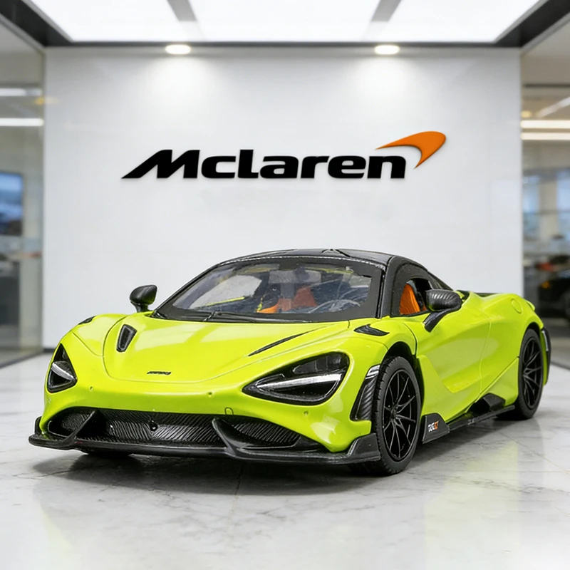 

НОВЫЙ 1:24 McLaren 765LT Суперкар, модель автомобиля из сплава, игрушечный автомобиль, литье под давлением металла, звуковой и световой автомобиль, игрушки для детей, автомобиль