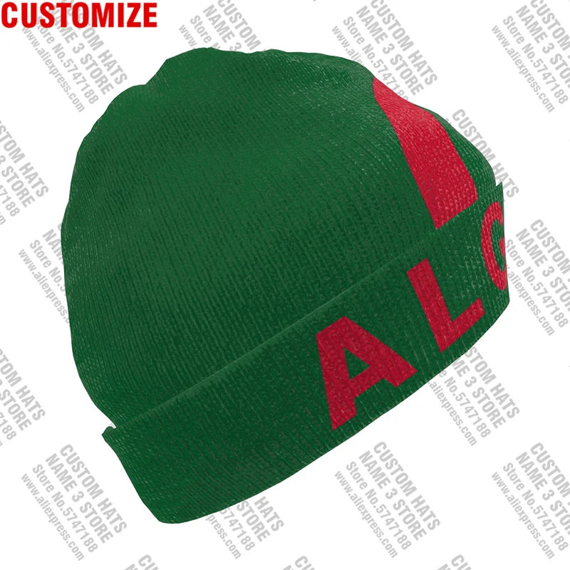 Algeria Knitted Hat Custom Winter Cold Pullover Algerie Dza Flag Algier Knit Warm Cap Dz Islam Arabic Arab Alger Hip Hop Beanies