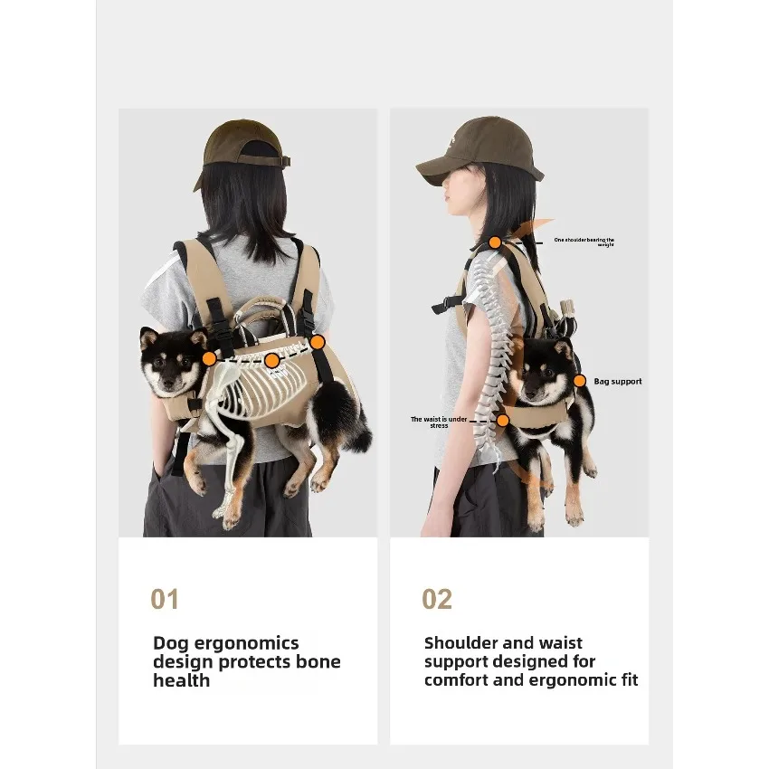 Pet Spine Protection Backpack Horizontal Carrier Harness Portable Outdoor Travel Bag For Small Medium Dogs