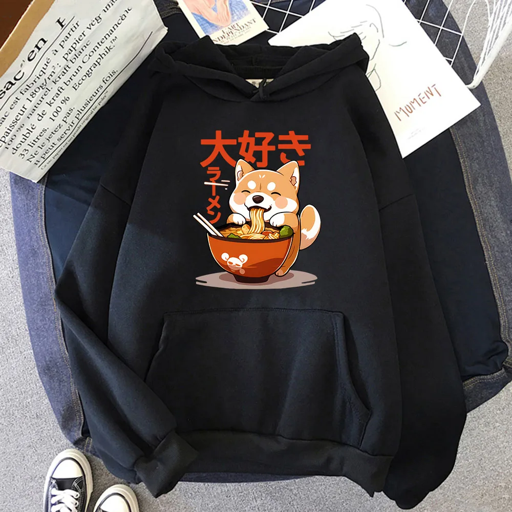 

Shiba Inu Slurping Ramen Noodles Hoodie Cartoon Kawaii Cat Graphic Sweatshirt Cool Anime Pullover Women Men Clothing Fashion Top