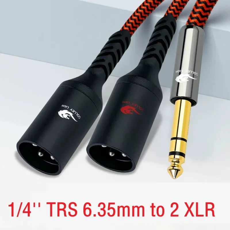 1/4 Inch TRS 6.35mm to Dual XLR Male Audio Cable for Microphone DV Camera Camcorder Stereo System Y Splitter Shielded Cords