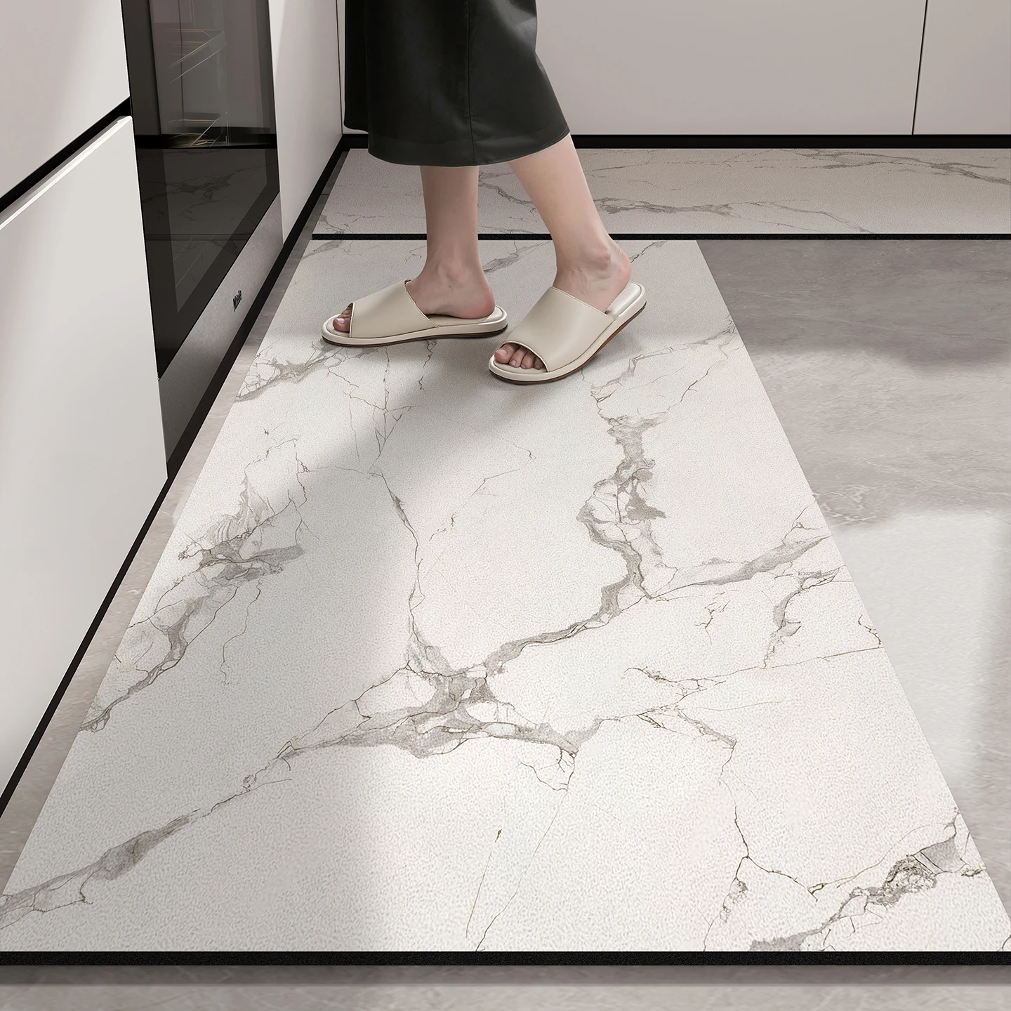 

Кухонный коврик, водонепроницаемые коврики из ПВХ, украшение для дома, ковер с мраморным принтом, нескользящий кожаный ковер, против усталости Alfombras De Cocina