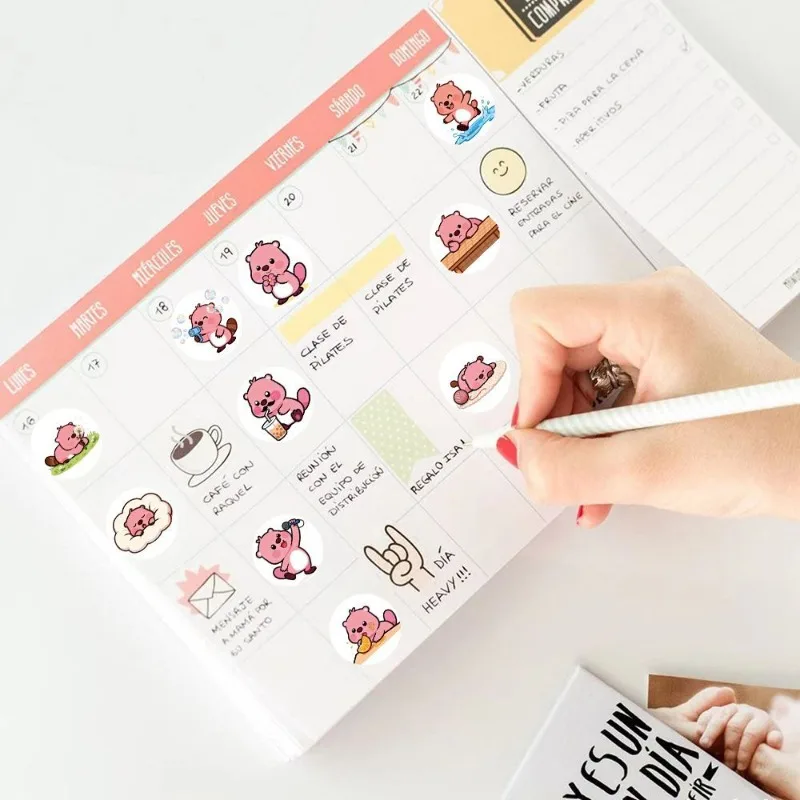 500Pcs Cute Loopy Stickers, Cartoon Pink Beaver Decals, Stylish DIY Decor Stickers for Water Bottle, Journal & Crafts view 6