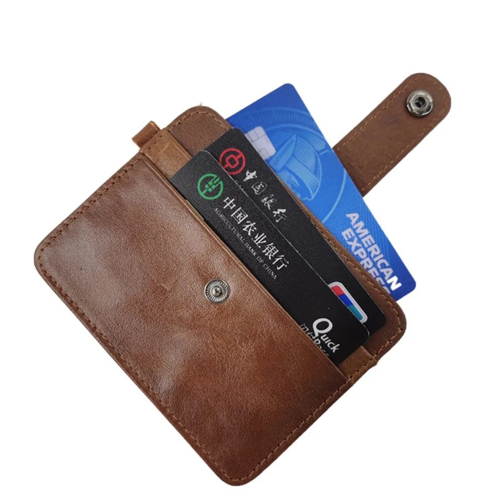 Portable Korean Style Retro Card Bag Brown Purse Mini Wallet Genuine Cowhide Multiple Card Slots ID Card Holder Women