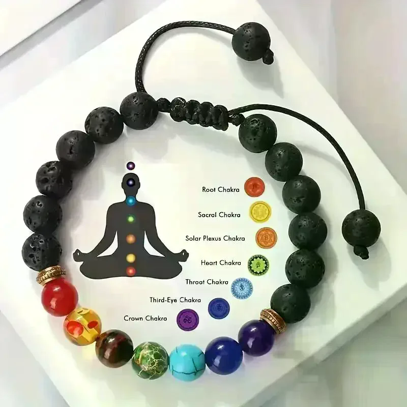 /HTF/Volcanic Stone Beaded Bracelet For Men Women Natural Porous Basalt Lava Rock Beads Colorful Gemstone Handmade Beaded String