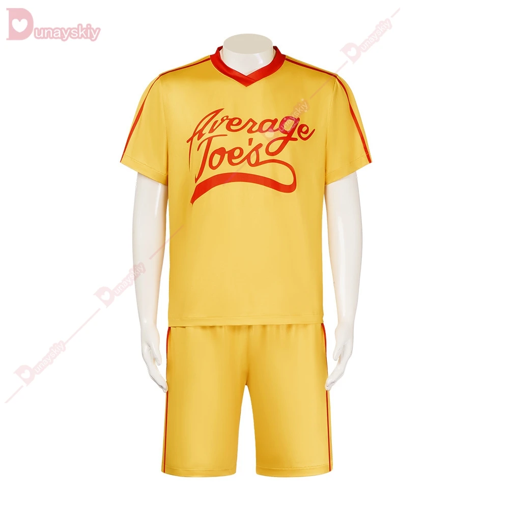 Joe's Adult Crazy Yellow Jersey Cosplay Costume Set A True-Underdog Story Dodge-ball Halloween Carnival Outfit