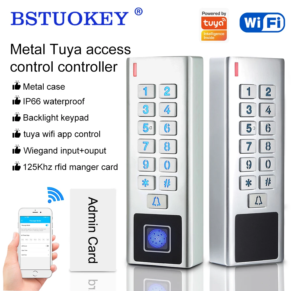 10-24V Wifi Electronic Fingerprint Lock Opener Access Control Keyboard Waterproof Smart Fingerprint ID Card Digital Keypad