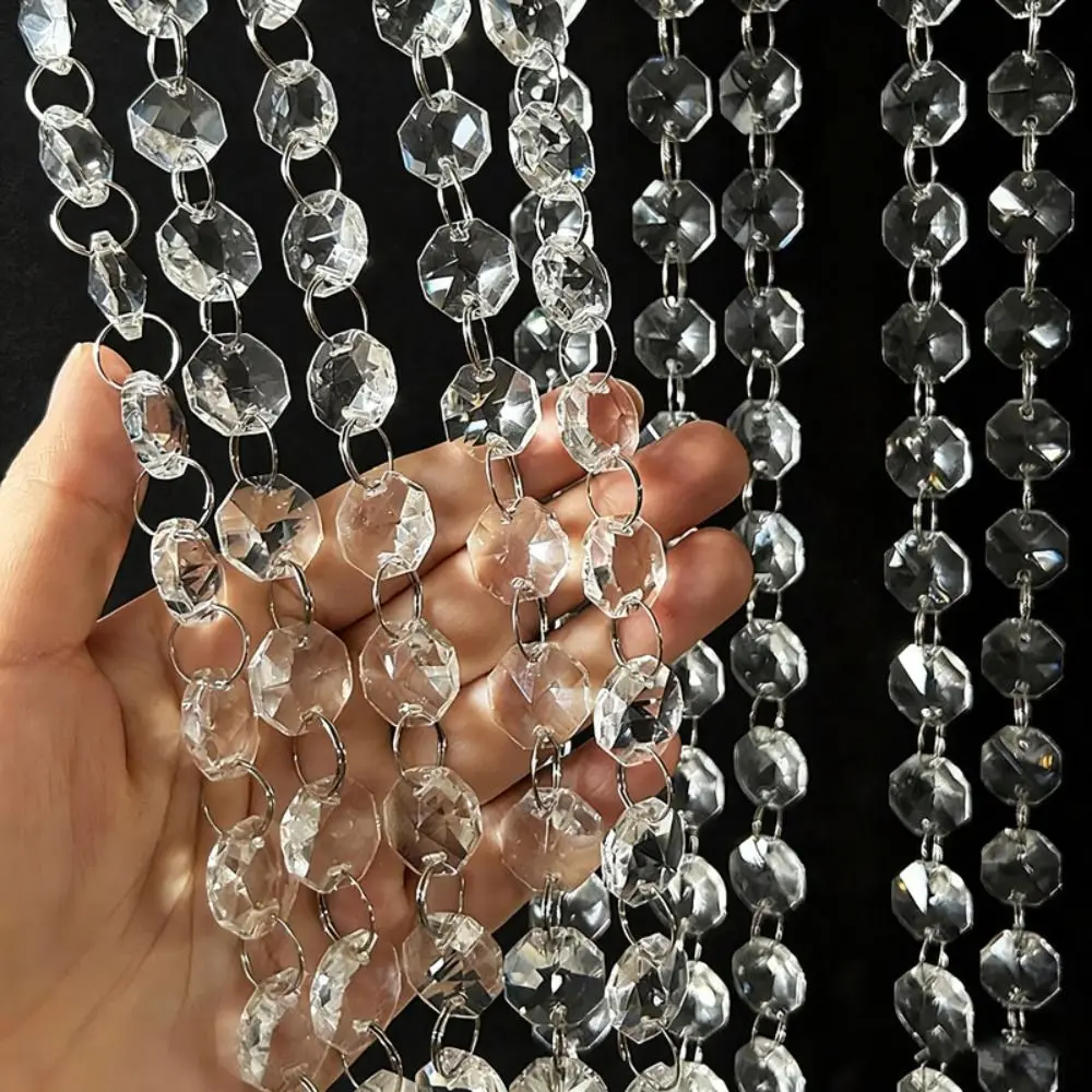 10PCS 100cm Clear Beaded Curtain Transparent Shinning Acrylic Chandelier Chain Hanging Chandelier Accessories Decoration