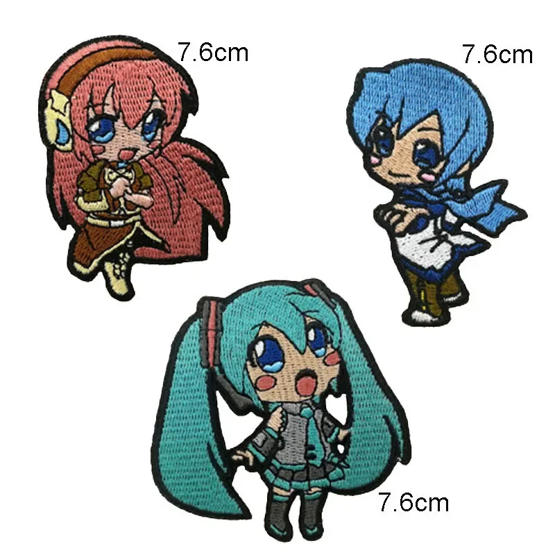 Kawaii Anime Hatsune Miku Cartoon Embroidered Patch Clothes DIY Clothing Garment Fusible Patches Shirt Pants Accessory Toy Gift