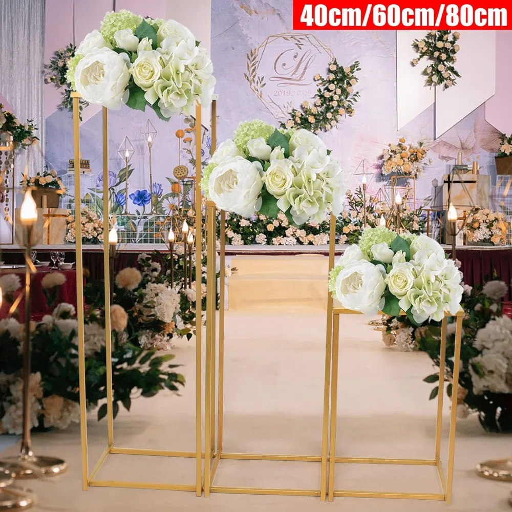 

Metal Wedding Flower Stand Floor Vase Column Flower Stand Geometric Centerpieces Vase for Tabletop Flower Arrangement Decor