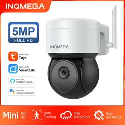 Inqmega-Tuya屋外監視カメラ,AI,人間検出,Wi-Fi,IP,5MP, 1080p,庭用,Google HomeとAlexaを追加