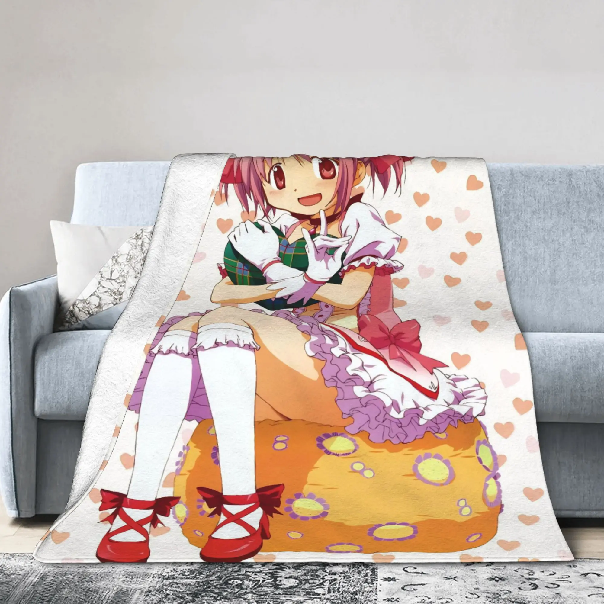 Puella Magi Madoka Magica Blanket Cute Madoka Flannel Awesome Soft Throw Blankets for Home All Season
