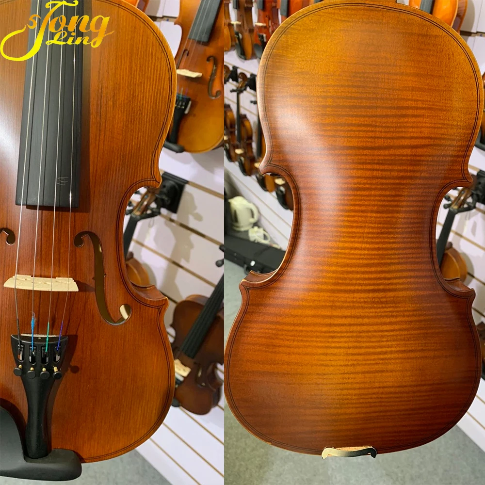 

Professional 4/4 Full Size Solidwood Acoustic Violin Handmade Ebony Fitted Stringed Instrument For Master Performance