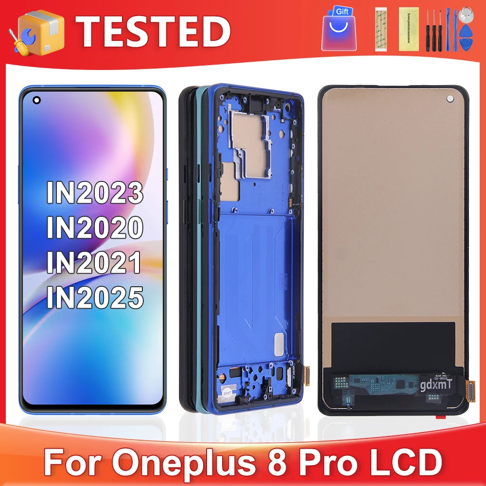 6.78''For OnePlus 8 Pro Tested 1+8Pro IN2023 IN2020 IN2021 LCD Display Touch Screen Digitizer Assembly Replacement