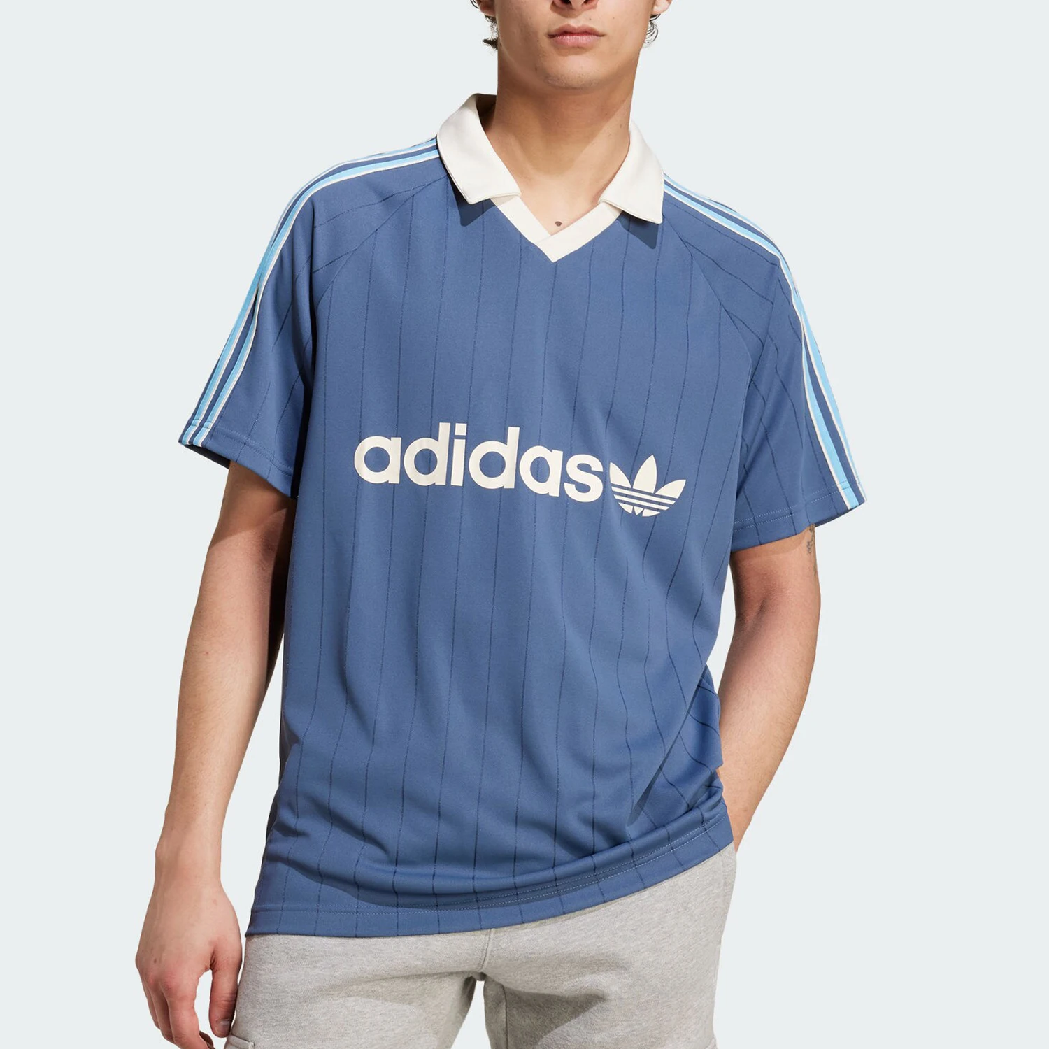 

Adidas genuine genuine STRIPE JERSEY Men's Football Short Sleeve Jersey IU0199