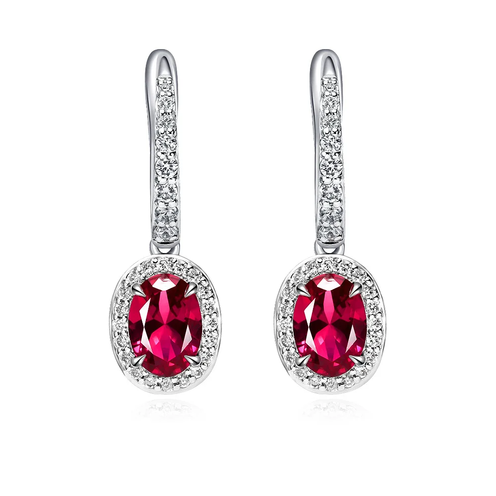 

Новые серебряные серьги S925 с инкрустацией 5*7 яйцом, красные, сине-зеленые, 1 карат, изысканные серьги с пряжкой в стиле ретро, свадебные украшения