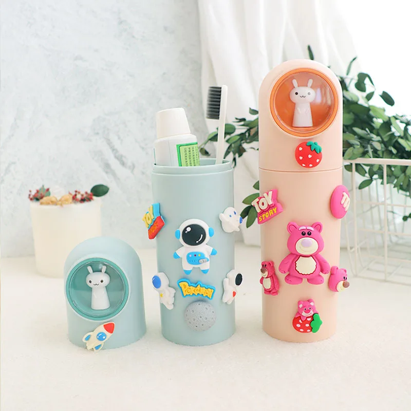 Kawaii Sanrio Kuromi Mouthwash Cup Storage Box Cute Hello Kitty My Melody Cinnamoroll Travel Portable Plastic Toothbrush Cup