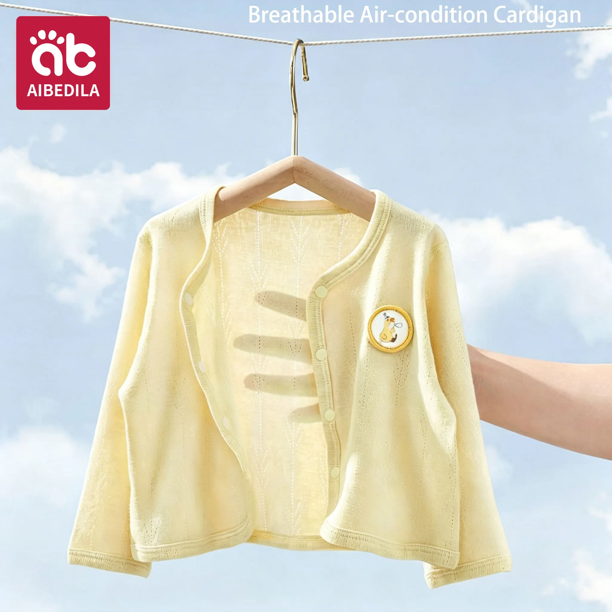 AIBEDILA 100% Cotton Baby Knit Cardigan Newborn Boys Girls Spring Autumn Aircon Coat Kids Long Sleeve Sweater Tops
